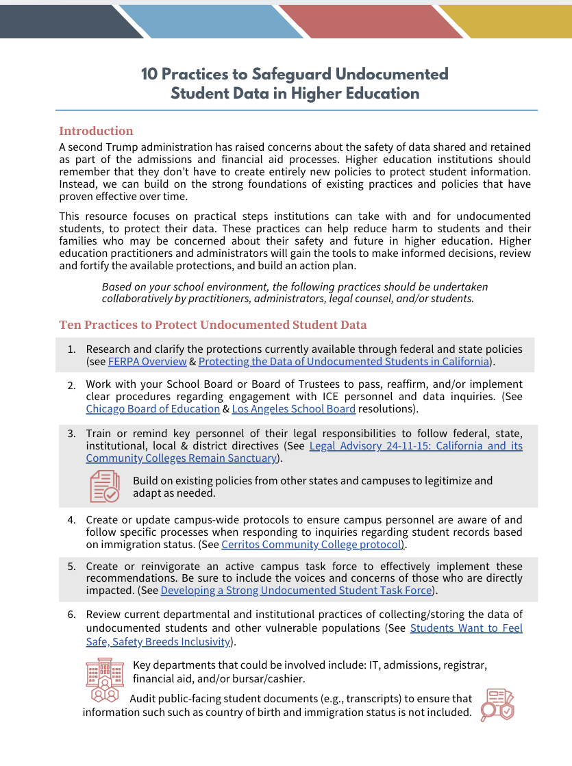 10 Practices to Safeguard Undocumented Student Data in Higher 